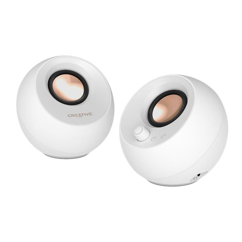 Creative Pebble Pro Blanc - Haut-Parleurs Minimalistes avec Bluetooth 5.3 et USB