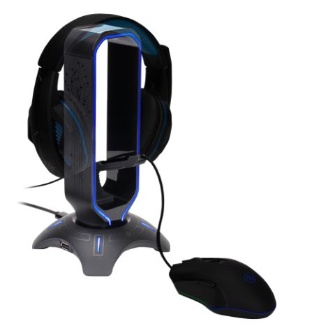 ENHANCE LED Headphone Hanger with Mouse Bungee 3-In-1 Headset Stand