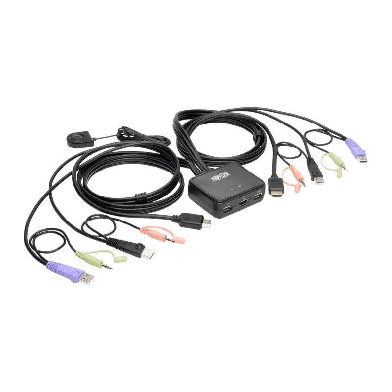 Tripp Lite 2-Port USBHD Cable KVM Switch with AudioVideo, Cables and USB Periphe