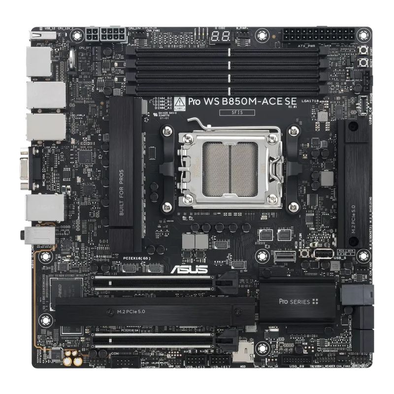 ASUS Pro WS B850M-ACE SE AM5 Micro-ATX AMD B850 4xDIMM DDR5 2xM.2 USB 10Gbps 10Gb+2.5Gb LAN IPMI Carte Mère