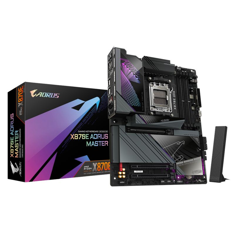 Gigabyte X870E AORUS MASTER AM5 ATX AMD X870E 4xDIMM DDR5 4xM.2 USB4 5Gb LAN Wi-Fi 7+BT Carte Mère