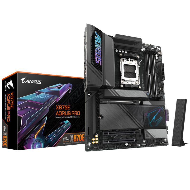 Gigabyte X870E AORUS PRO AM5 ATX AMD X870E 4xDIMM DDR5 4xM.2 USB4 2.5Gb LAN Wi-Fi 7+BT Carte Mère
