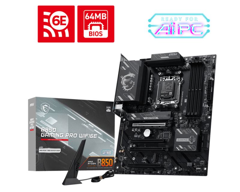MSI B850 GAMING PRO WIFI6E AM5 ATX AMD B850 4xDIMM DDR5 2xM.2 USB 10Gbps 2.5Gb LAN Wi-Fi 6E+BT Carte Mère