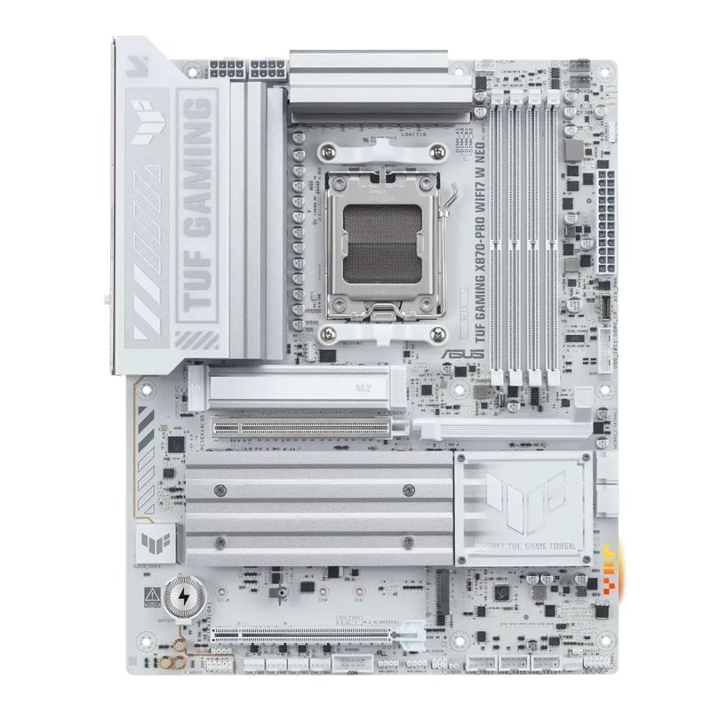ASUS TUF GAMING X870-PRO WIFI7 W NEO AM5 ATX AMD X870 4xDIMM DDR5 4xM.2 USB4 5Gb LAN Wi-Fi 7+BT Carte Mère Blanche