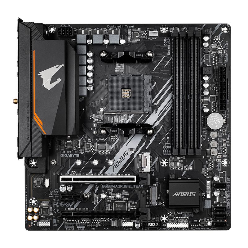 Gigabyte B550M AORUS ELITE AX AM4 Micro-ATX AMD B550 4xDIMM DDR4 2xM.2 USB 3.2 1Gb LAN Wi-Fi 6E Carte Mère