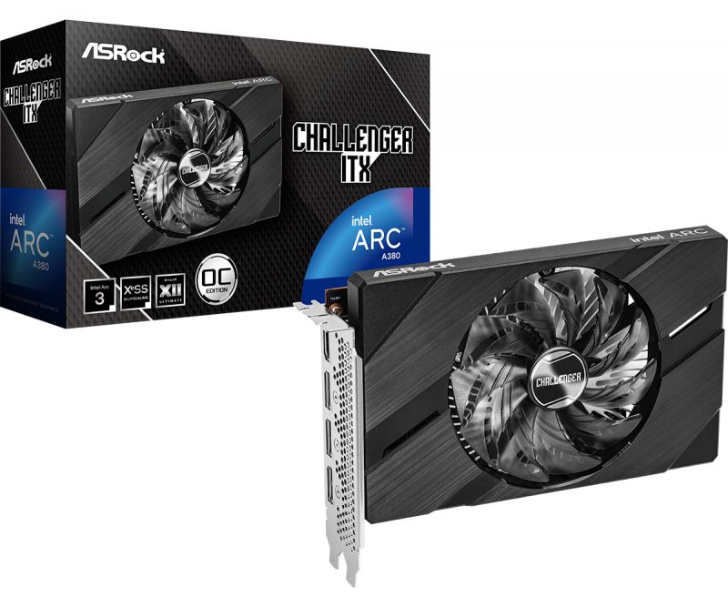 ASRock Intel Arc A380 Challenger ITX 6GB OC GDDR6 PCIe 4.0 1xHDMI3xDP Carte Vidéo (A380 CLI 6GO)