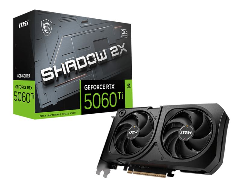 MSI GeForce RTX 5060 Ti 8G SHADOW 2X OC PLUS GDDR7 PCIe 5.0 1xHDMI3xDP Carte Vidéo (G506T-8S2CP)