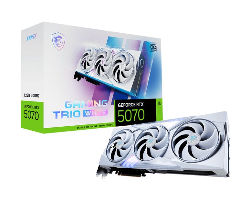 MSI GeForce RTX 5070 12G GAMING TRIO OC WHITE GDDR7 PCIe 5.0 1xHDMI3xDP Carte Vidéo Blanche (G5070-12GTCW)