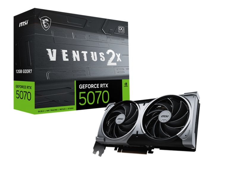 MSI GeForce RTX 5070 12G VENTUS 2X OC GDDR7 PCIe 5.0 1xHDMI3xDP Carte Vidéo (G5070-12V2C)