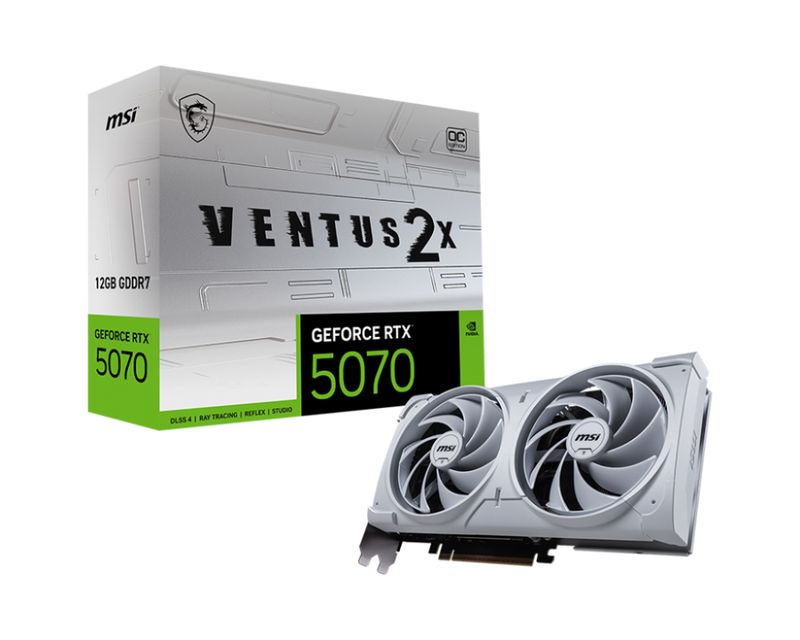 MSI GeForce RTX 5070 12G VENTUS 2X OC WHITE GDDR7 PCIe 5.0 1xHDMI3xDP Carte Vidéo Blanche (G5070-12V2CW)