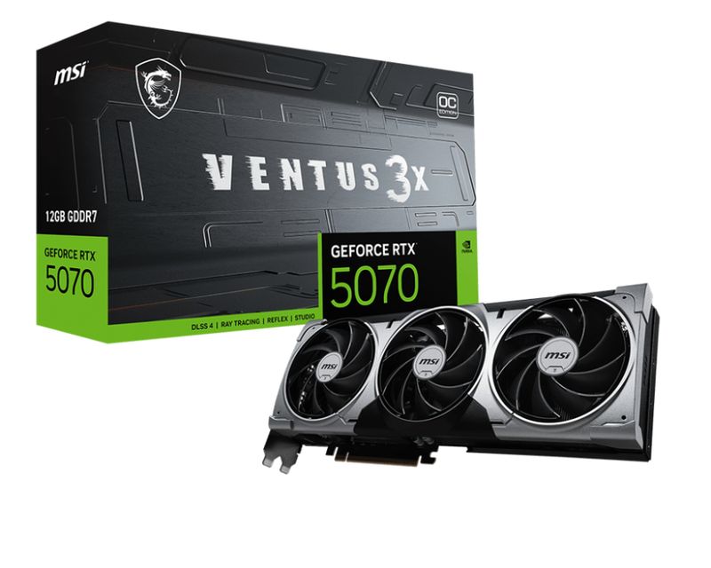 MSI GeForce RTX 5070 12G VENTUS 3X OC GDDR7 PCIe 5.0 1xHDMI3xDP Carte Vidéo (G5070-12V3C)