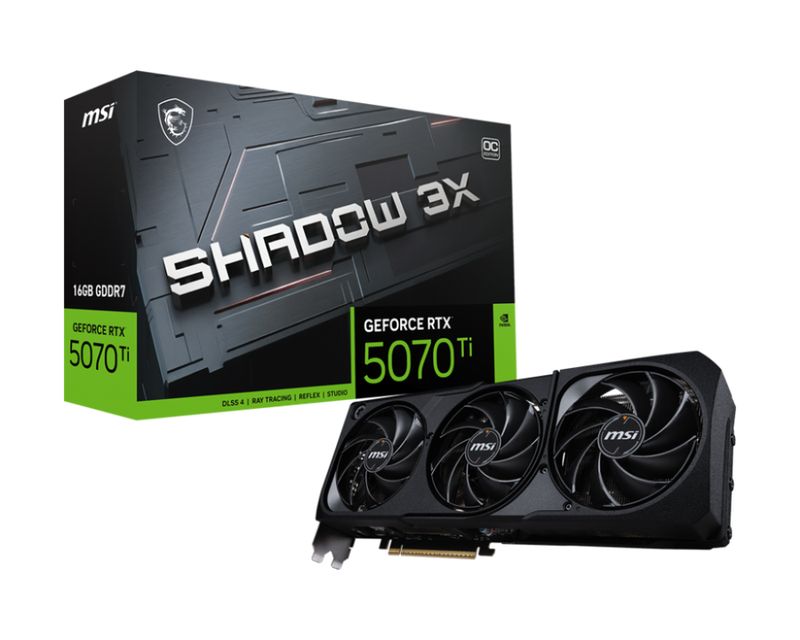 MSI GeForce RTX 5070 Ti 16G SHADOW 3X OC GDDR7 PCIe 5.0 1xHDMI3xDP Carte Vidéo (G507T-16S3C)