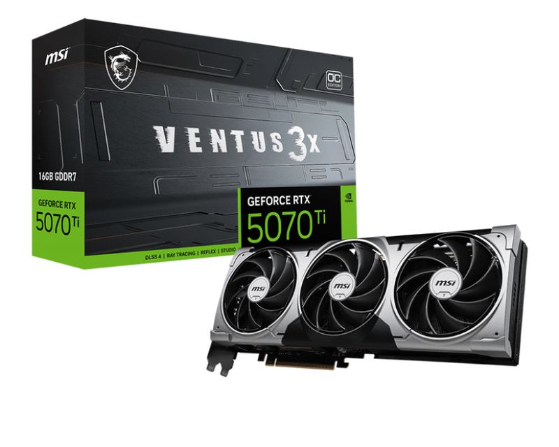 MSI GeForce RTX 5070 Ti 16G VENTUS 3X OC GDDR7 PCIe 5.0 1xHDMI3xDP Carte Vidéo (G507T-16V3C)