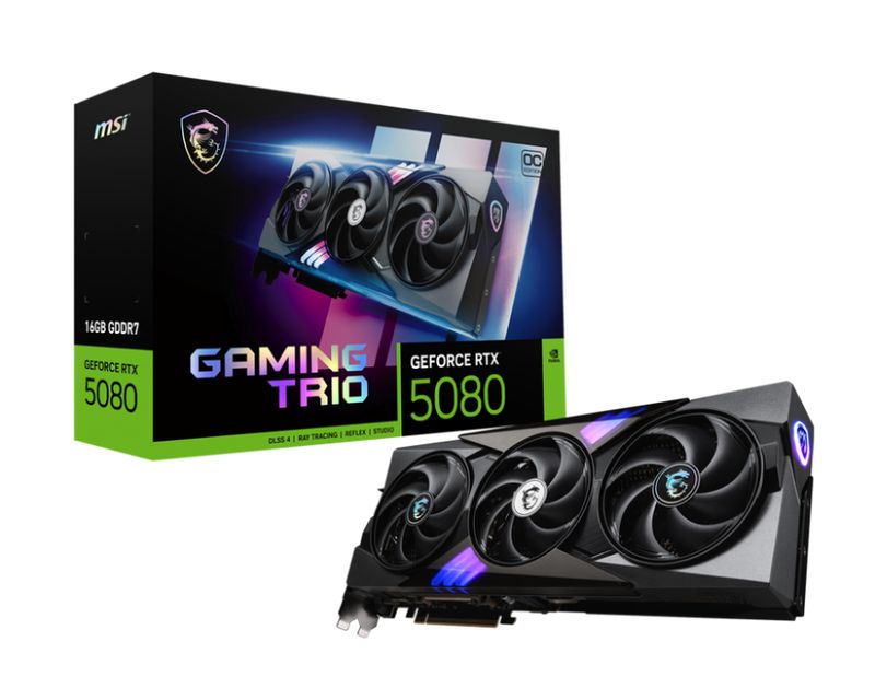 MSI GeForce RTX 5080 16G GAMING TRIO OC GDDR7 PCIe 5.0 1xHDMI3xDP Carte Vidéo (G5080-16GTC)