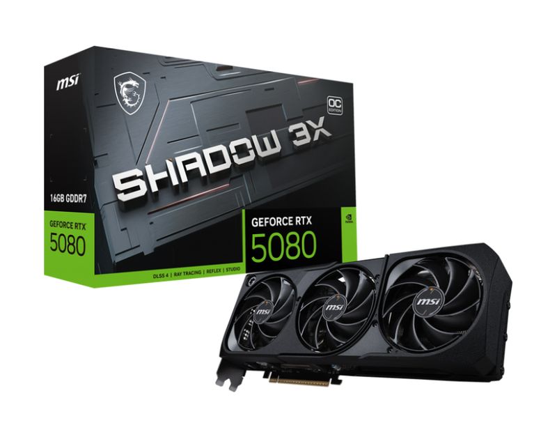 MSI GeForce RTX 5080 16G SHADOW 3X OC GDDR7 PCIe 5.0 1xHDMI3xDP Carte Vidéo (G5080-16S3C)