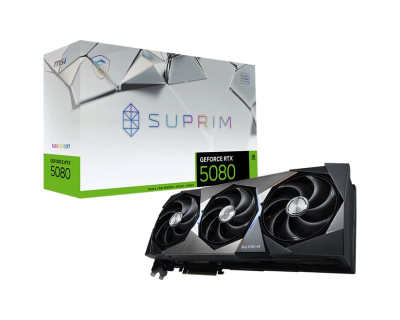 MSI GeForce RTX 5080 16G SUPRIM SOC GDDR7 PCIe 5.0 1xHDMI3xDP Carte Vidéo (G5080-16SPS)