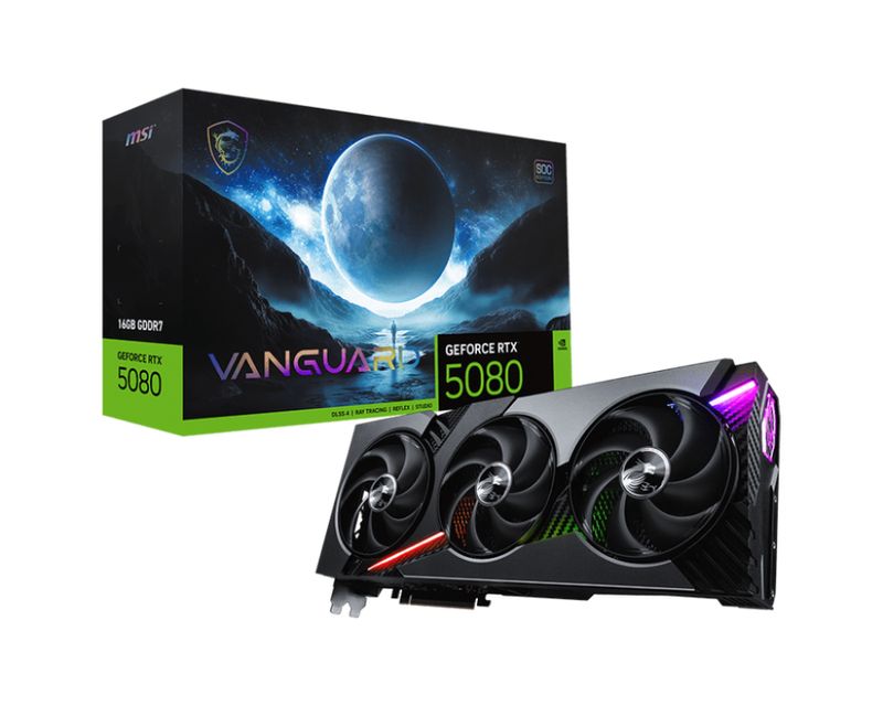 MSI GeForce RTX 5080 16G VANGUARD SOC GDDR7 PCIe 5.0 1xHDMI3xDP Carte Vidéo (G5080-16VGS)
