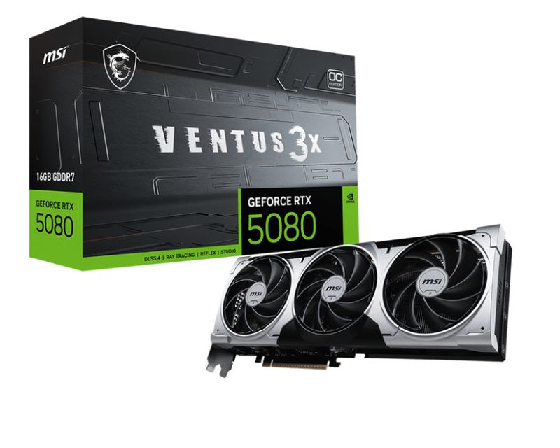 MSI GeForce RTX 5080 16G VENTUS 3X OC GDDR7 PCIe 5.0 1xHDMI3xDP Carte Vidéo (G5080-16V3C)