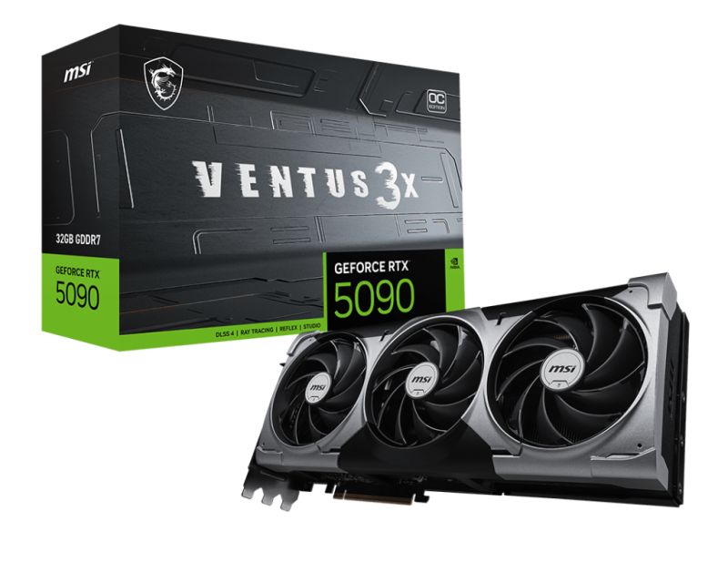 MSI GeForce RTX 5090 32G VENTUS 3X OC GDDR7 PCIe 5.0 1xHDMI3xDP Carte Vidéo (G5090-32V3C)