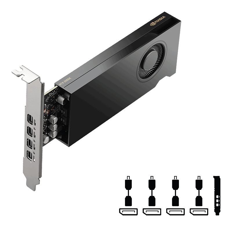 PNY NVIDIA RTX 2000E Ada Generation 16GB GDDR6 ECC PCIe 4.0 x8 4xmDP Carte Vidéo (VCNRTX2000ADAS-LLP)