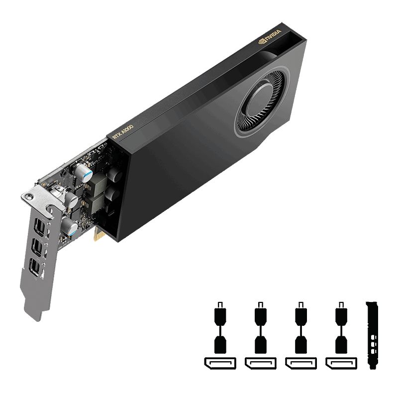 PNY NVIDIA RTX A1000 8GB GDDR6 PCIe 4.0 x8 4xmDP Carte Vidéo (VCNRTXA1000ATX-PB)