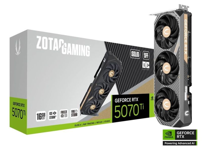 ZOTAC GAMING GeForce RTX 5070 Ti SOLID SFF OC 16GB GDDR7 PCIe 5.0 2-Slot 1xHDMI3xDP Carte Vidéo (ZT-B50710J3-10P)