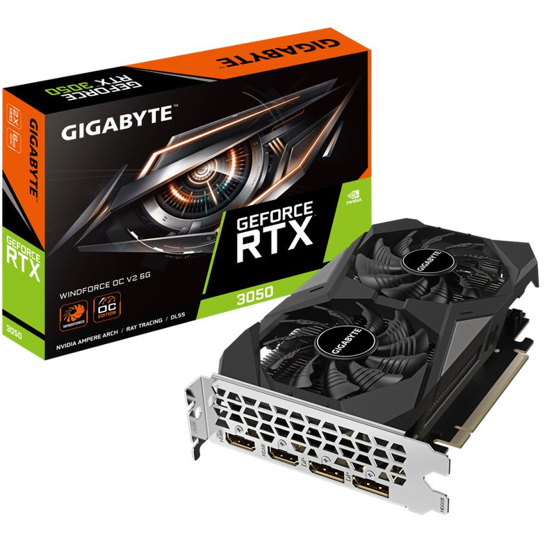 Gigabyte GeForce RTX 3050 WINDFORCE OC V2 6G GDDR6 PCIe 4.0 2xHDMI2xDP Carte Vidéo (GV-N3050WF2OCV2-6GD)