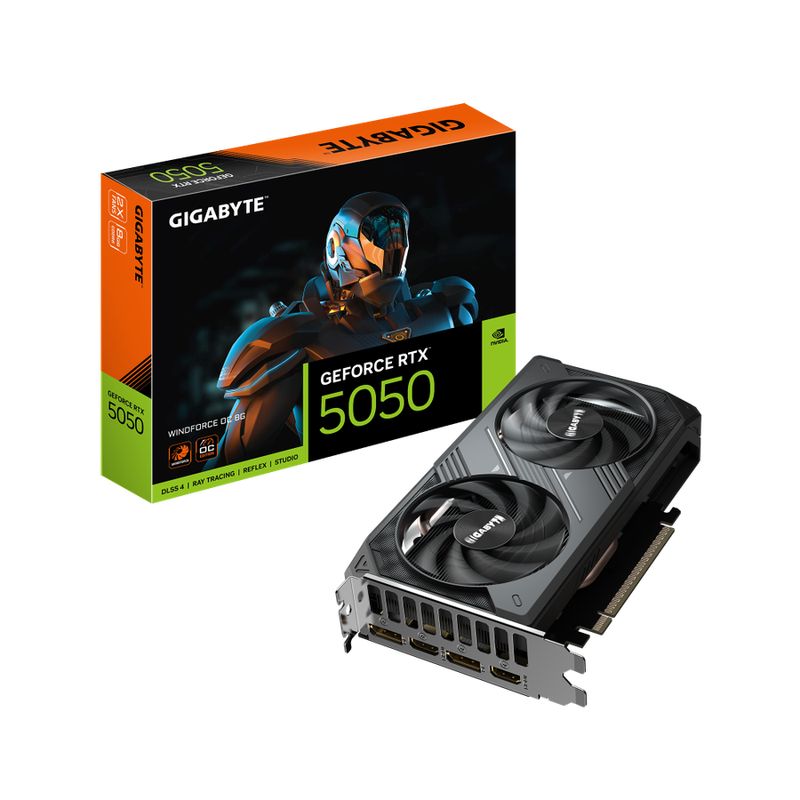 Gigabyte GeForce RTX 5050 WINDFORCE OC 8G GDDR6 PCIe 5.0 2xHDMI2xDP Carte Vidéo (GV-N5050WF2OC-8GD)