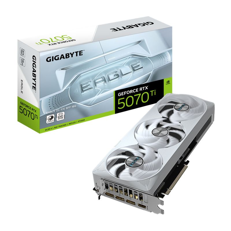 Gigabyte GeForce RTX 5070 Ti EAGLE OC ICE SFF 16G GDDR7 PCIe 5.0 1xHDMI3xDP Carte Vidéo Blanche
