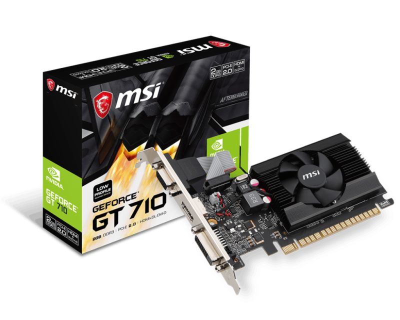 MSI GeForce GT 710 2GD3 LP DDR3 PCIe 2.0 1xVGA1xDVI1xHDMI Carte Vidéo (G7102D3P)