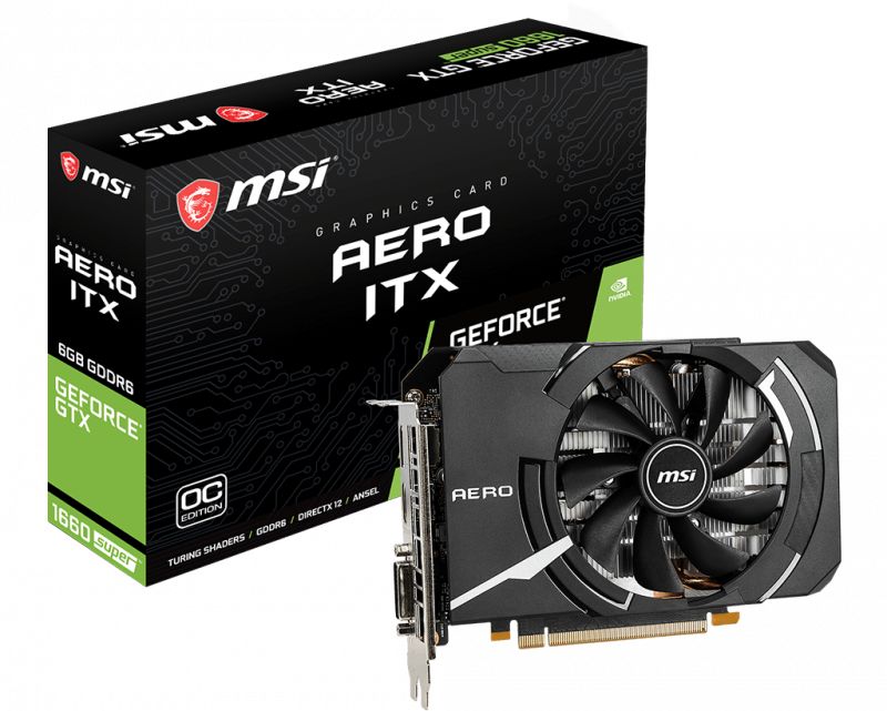 MSI GeForce GTX 1660 SUPER AERO ITX OC 6GB GDDR6 PCIe 3.0 x16 1xDVI1xHDMI1xDP Carte Vidéo (G166SAIC)