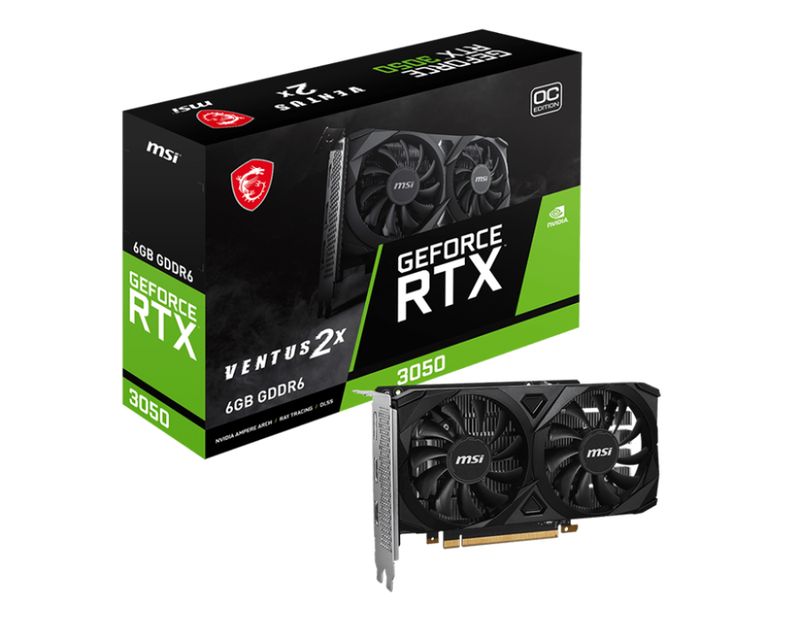 MSI GeForce RTX 3050 VENTUS 2X 6G OC GDDR6 PCIe 4.0 2xHDMI1xDP Carte Vidéo (G3050V2X6C)