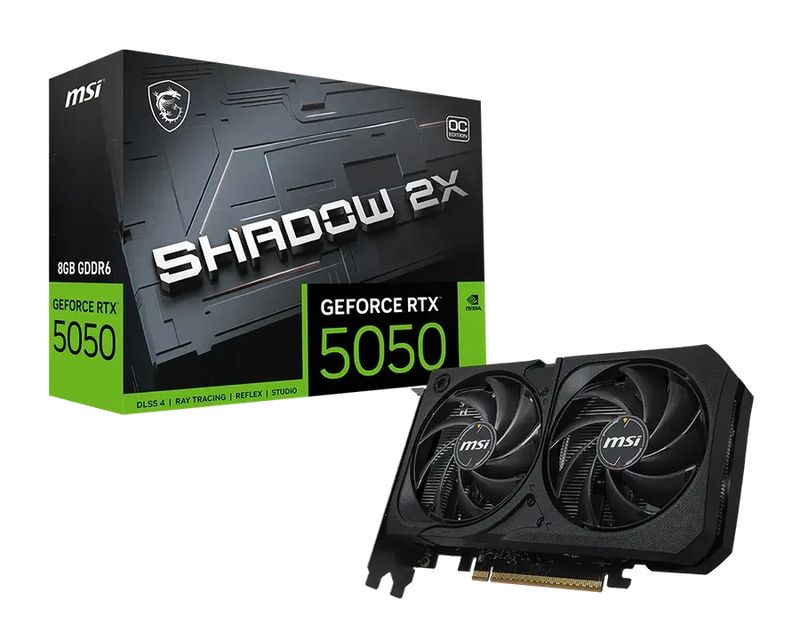 MSI GeForce RTX 5050 8G SHADOW 2X OC GDDR6 PCIe 5.0 1xHDMI3xDP Carte Vidéo (G5050-8S2C)