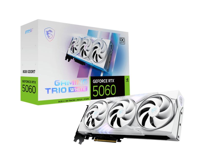 MSI GeForce RTX 5060 8G GAMING TRIO OC WHITE GDDR7 PCIe 5.0 1xHDMI3xDP Carte Vidéo Blanche (G5060-8GTCW)