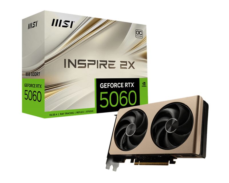 MSI GeForce RTX 5060 8G INSPIRE 2X OC GDDR7 PCIe 5.0 1xHDMI3xDP Carte Vidéo (G5060-8I2C)