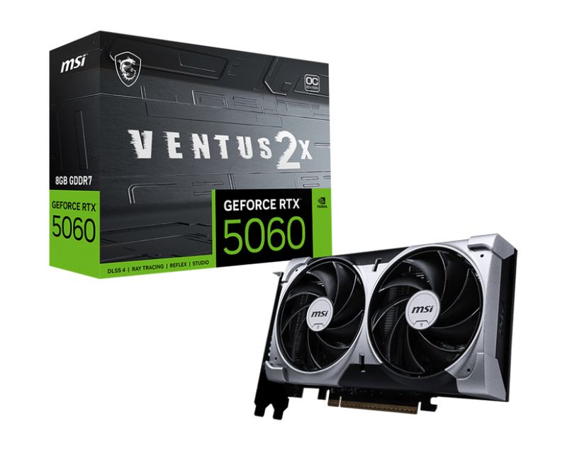 MSI GeForce RTX 5060 8G VENTUS 2X OC GDDR7 PCIe 5.0 1xHDMI3xDP Carte Vidéo (G5060-8V2C)