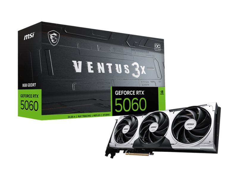MSI GeForce RTX 5060 8G VENTUS 3X OC GDDR7 PCIe 5.0 1xHDMI3xDP Carte Vidéo (G5060-8V3C)
