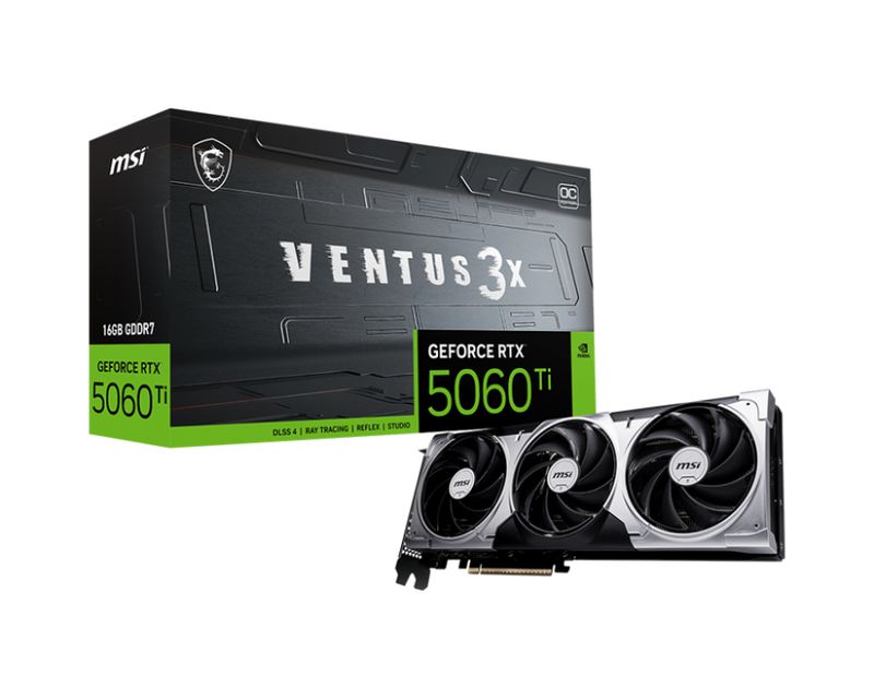 MSI GeForce RTX 5060 Ti 16G VENTUS 3X OC GDDR7 PCIe 5.0 1xHDMI3xDP Carte Vidéo (G506T-16V3C)