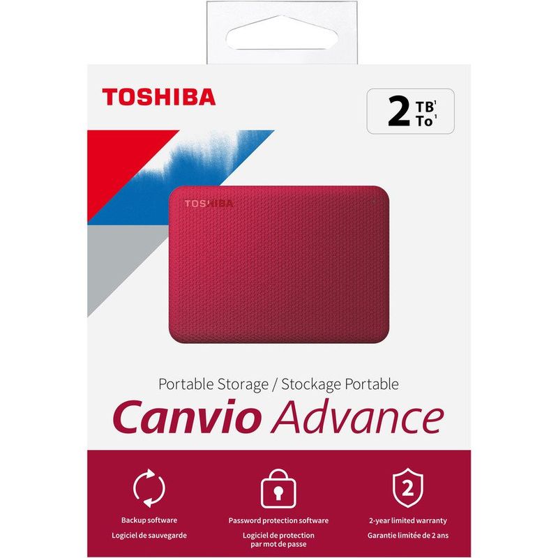 Toshiba Canvio Advance 2TB Rouge USB 3.0 Disque Dur Externe (HDTCA20XR3AA)