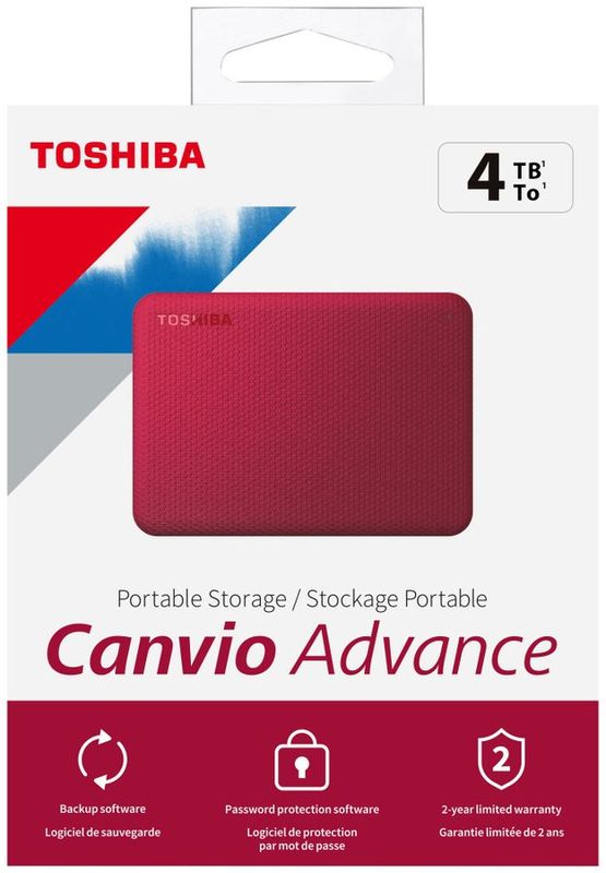 Toshiba Canvio Advance 4TB Rouge USB 3.0 Disque Dur Externe (HDTCA40XR3CA)