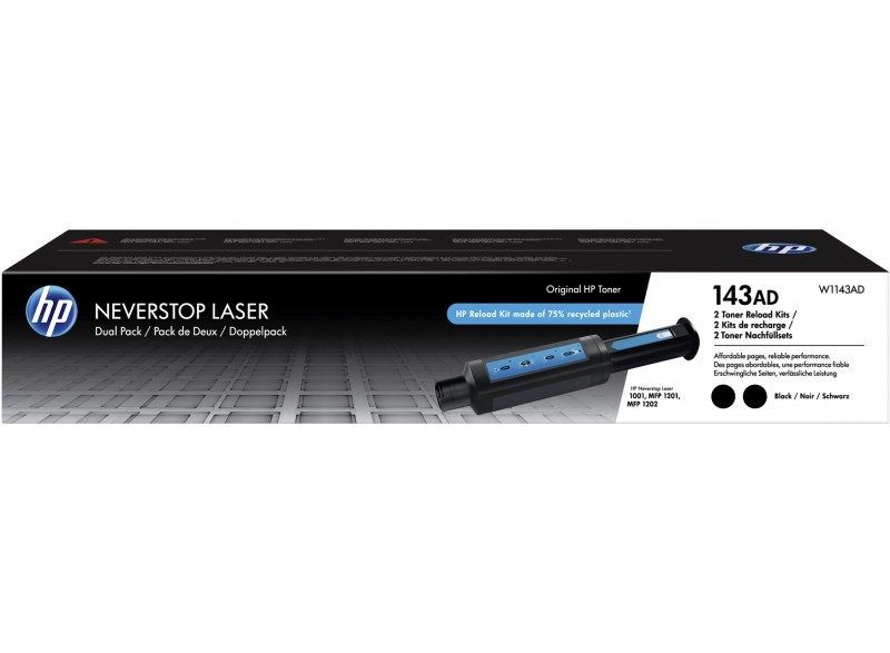 HP Pack de 2 kit de recharge de toner laser noir 143A Neverstop authentique