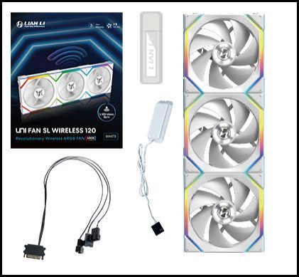 Lian Li UNI FAN SL Wireless 120 Blanc Paquet de 3 avec Contrôleur 120mm ARGB Ven