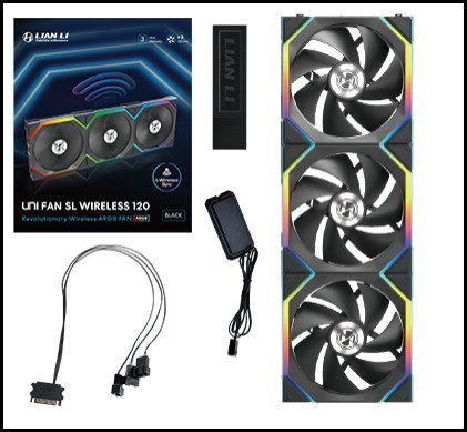 Lian Li UNI FAN SL Wireless 120 Noir Paquet de 3 avec Contrôleur 120mm ARGB Vent