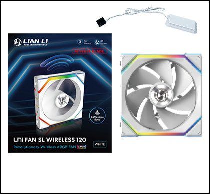 Lian Li UNI FAN SL Wireless 120 Reverse Blade Blanc 120mm ARGB Ventilateur de Bo