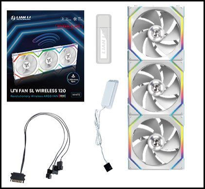 Lian Li UNI FAN SL Wireless 120 Reverse Blade Blanc Triple Pack w Controller 120