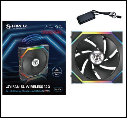 Lian Li UNI FAN SL Wireless 120 Reverse Blade Noir 120mm ARGB Ventilateur de Boi