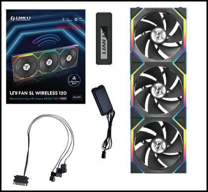 Lian Li UNI FAN SL Wireless 120 Reverse Blade Noir Paquet de 3 avec Contrôleur 1