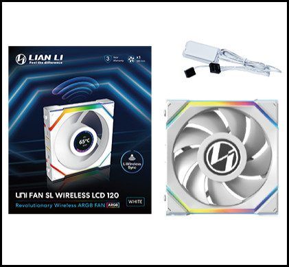 Lian Li UNI FAN SL Wireless LCD 120 Blanc 120mm ARGB Ventilateur de Boitier