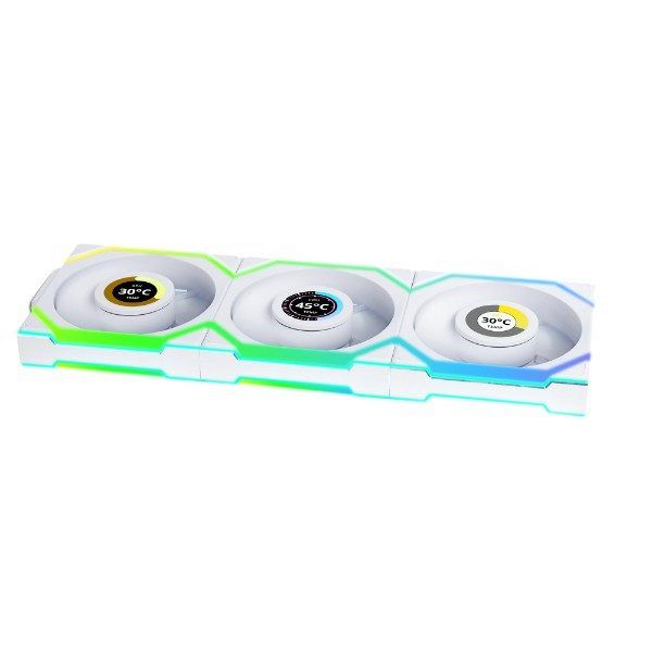 Lian Li UNI FAN SL Wireless LCD 120 Blanc Paquet de 3 avec Contrôleur 120mm ARGB