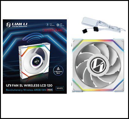 Lian Li UNI FAN SL Wireless LCD 120 Reverse Blade Blanc 120mm ARGB Ventilateur d